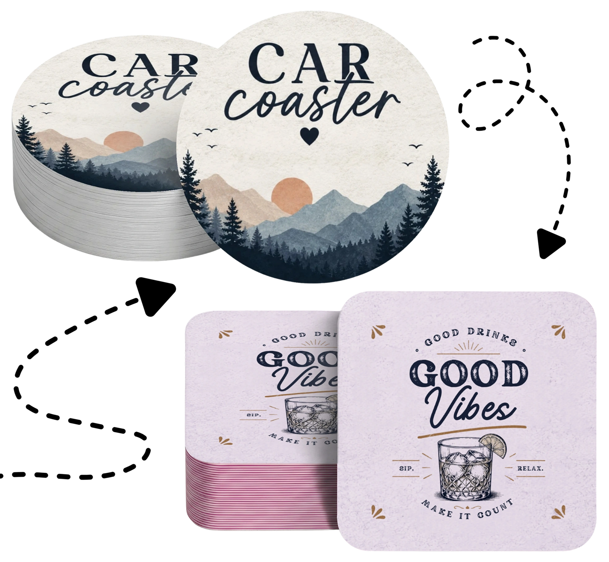 Square and Circular Coaster Shapes